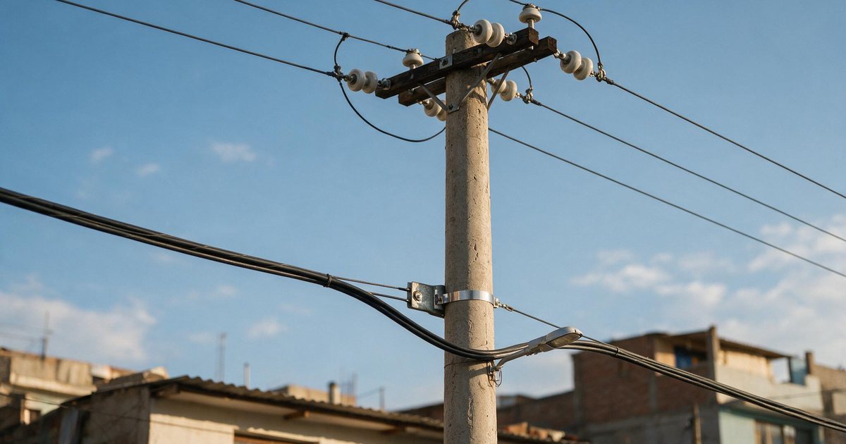 Poste compartido con conductores de energía y cables de telecomunicaciones, Perú